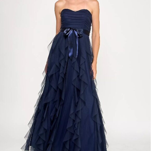 Navy Strapless Sweetheart Ball Gown Size 7/8 - Picture 5 of 6
